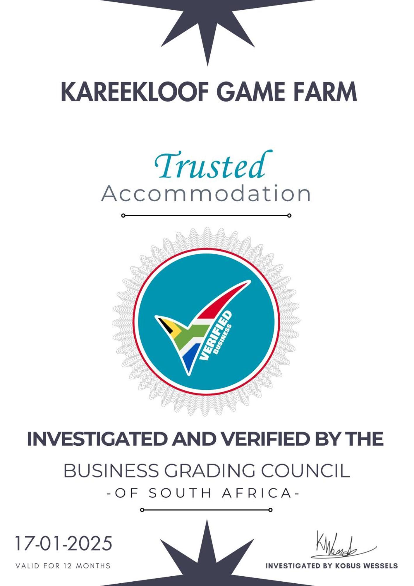 Kareekloof Game Farm Villa Derby Ngoại thất bức ảnh